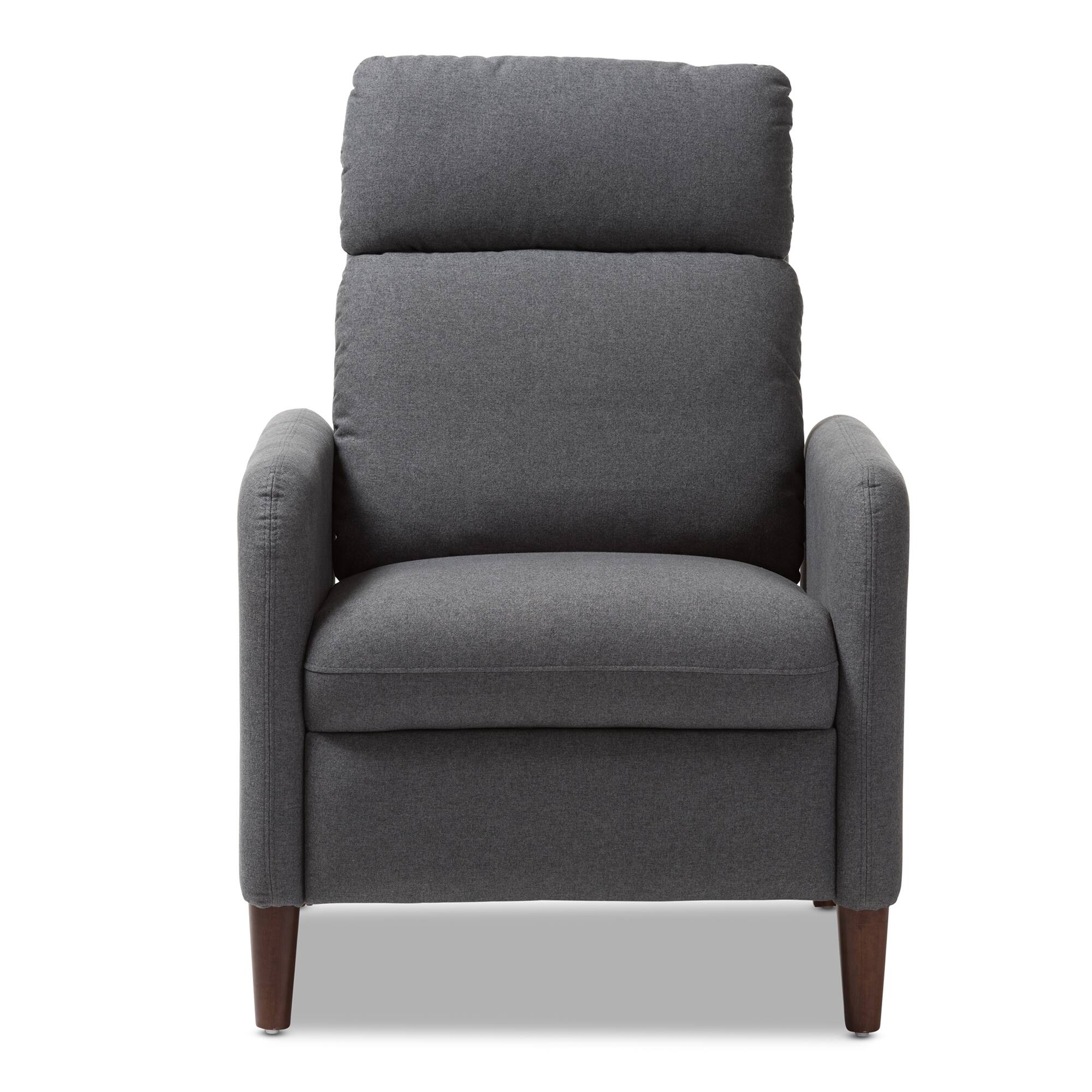 Back. Baxton Studio - Casanova Mid-century Modern Fabric Upholstered Lounge Chair - Grey.