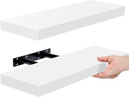 2 Pack (16"x5") Sorbus Floating Wall Shelves for Bedroom, Decor, Kitchen, Living Room - for Trophies, Frames, Bookshelf - White