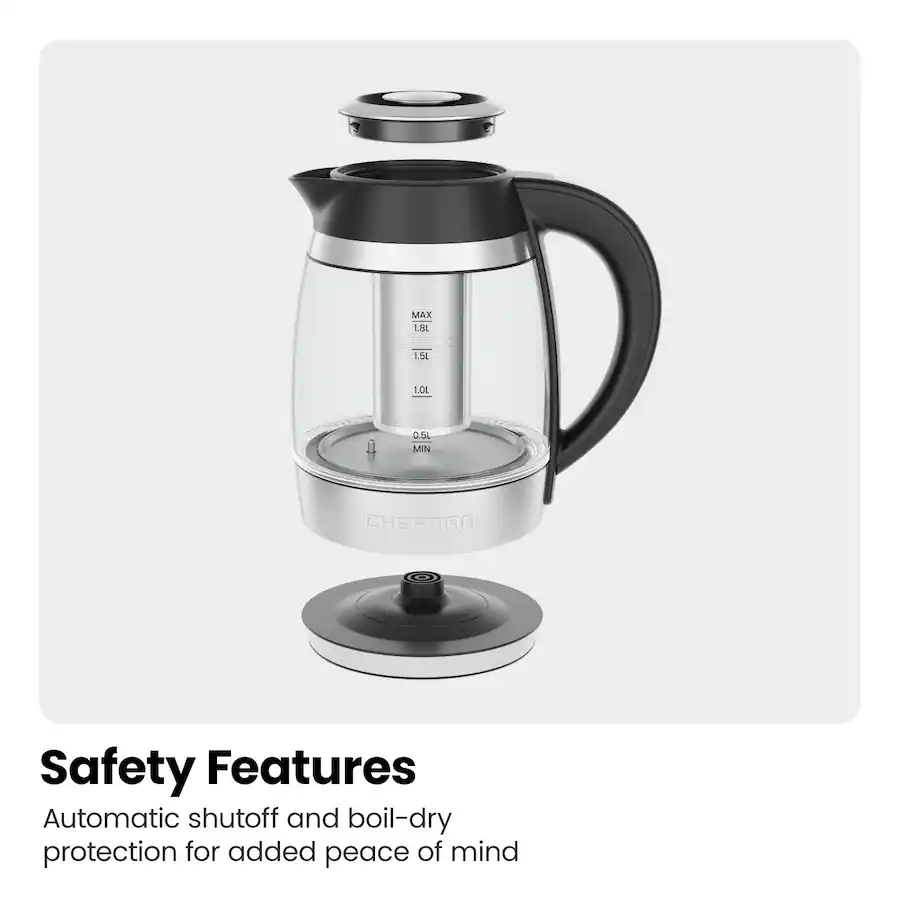 Chefman Lightning 1.8L Custom Temp Electric Kettle with Tea Infuser ...
