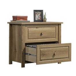 HTUTWOO - 2-Drawer Lateral File Cabinet with Farmhouse Style - Full-Extension Slides, Safety Interlock System, Letter Size Storage - Brown