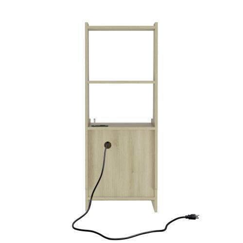 Alt View 2. LUCKY ONE - 15.7" Assembled Nightstand with Charging Station Voice Light USB Storage - Wood.
