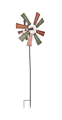Transpac - 61 Inch Metal Garden Stake Kinetic Wind Spinner Yard Art Lawn Decor Sculpture - Multicolored
