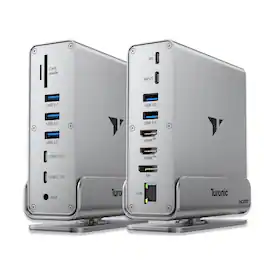 Turonic - BYL-2519 universal docking station, 15-in-1 USB 3.2 Hub, Dual HDMI™ 4K@60Hz, 100W PD, 1Gb Ethernet - Silver