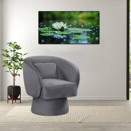 Hivvago - Modern Swivel Barrel Accent Chair with Curved Backrest and Detachable Lumbar Pillow - Gray