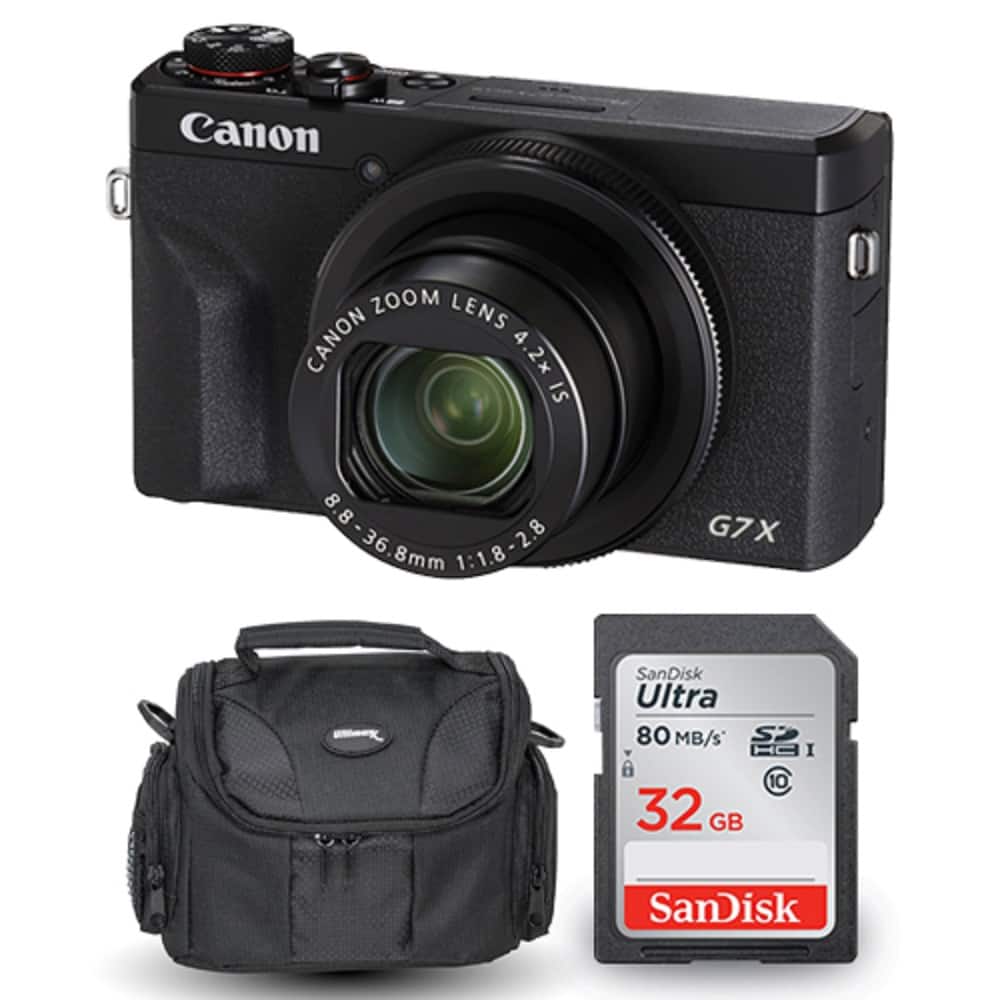 Canon - PowerShot G7 X Mark III Digital Camera (Black) + 32GB SD and Gadget Bag price history on PriceWatchPro