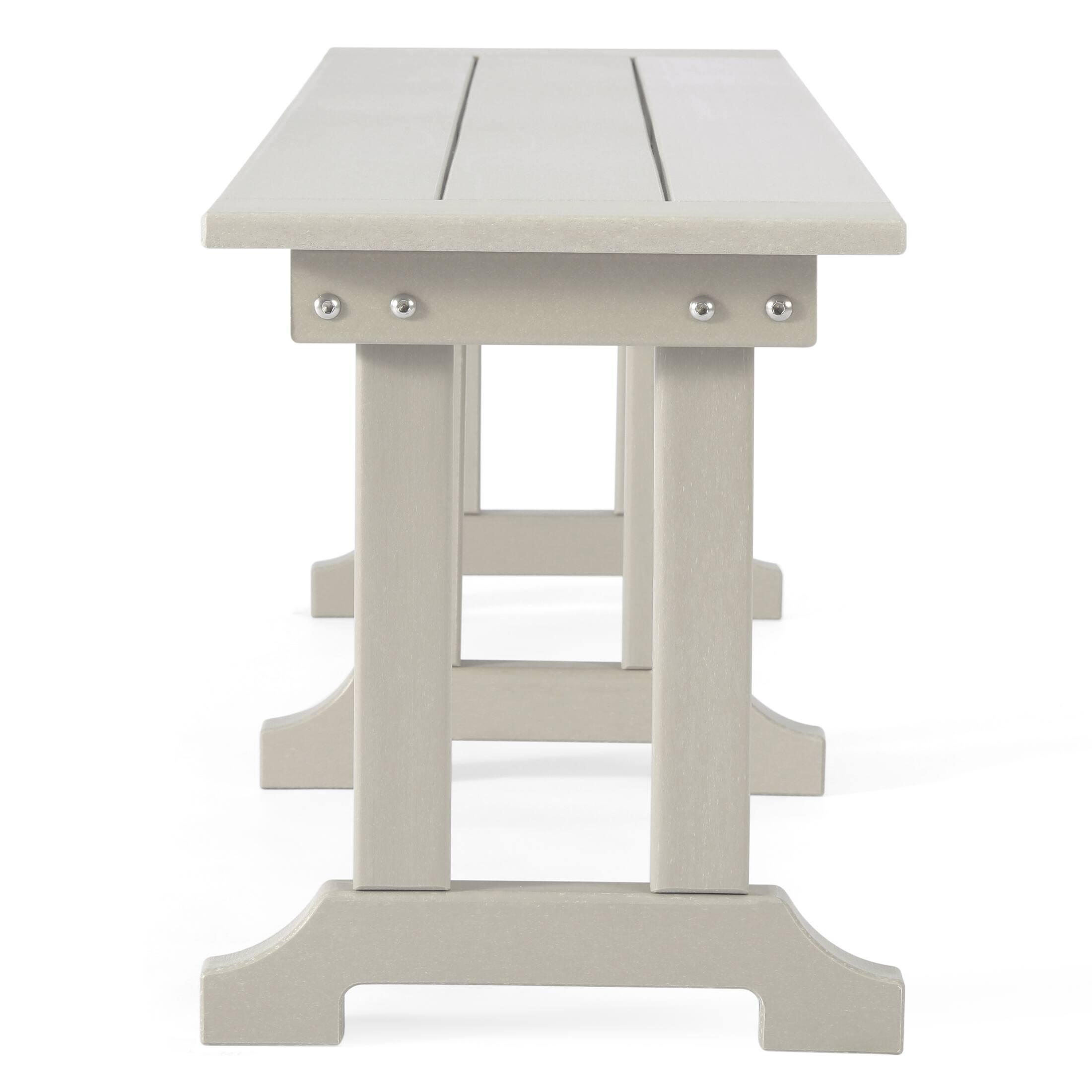 Left. WestinTrends - WestinTrends Malibu 65" Outdoor Patio Trestle Dining Bench - Sand.