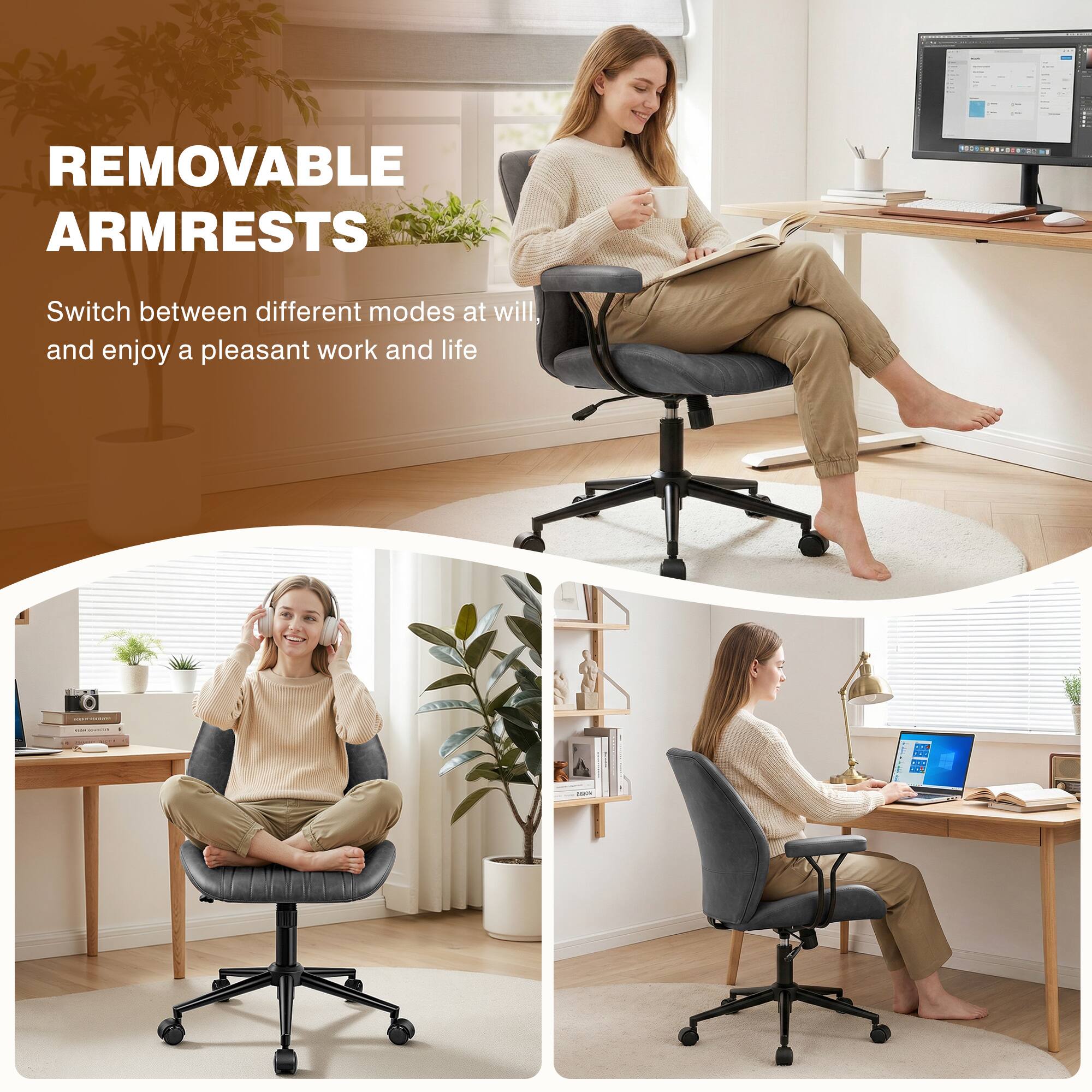 REMOVABLE ARMRESTS

Switch between different modes at will, and enjoy a pleasant work and life.