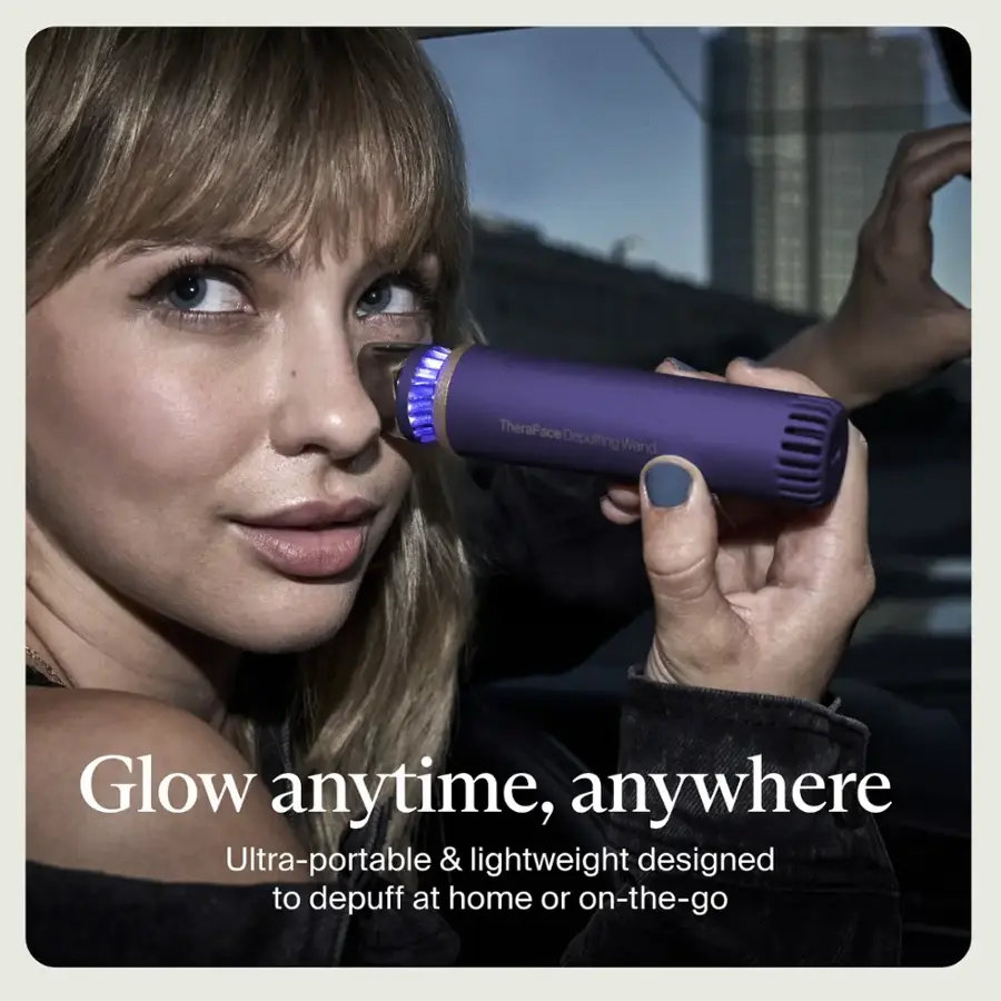 TheraFace Depuffing Wand: Glow anytime, anywhere. Ultra-portable & lightweight designed to depuff at home or on-the-go.