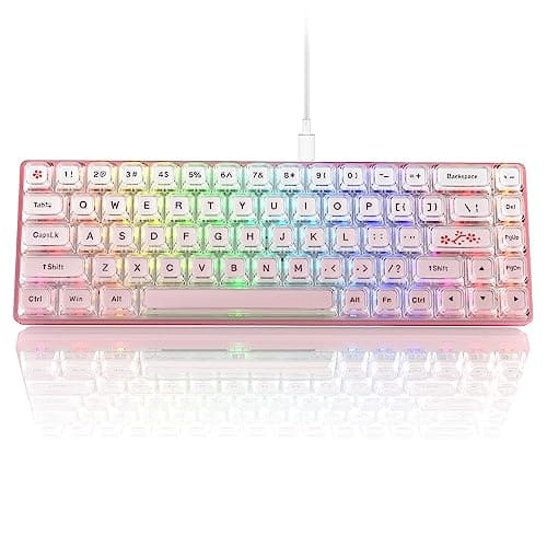 Reds Spade - 60 Gaming Wired Creamy Mechanical Hot swappable Rgb Custom Mini Key Board With Arrow Keys software Supporte - WK68-Pink