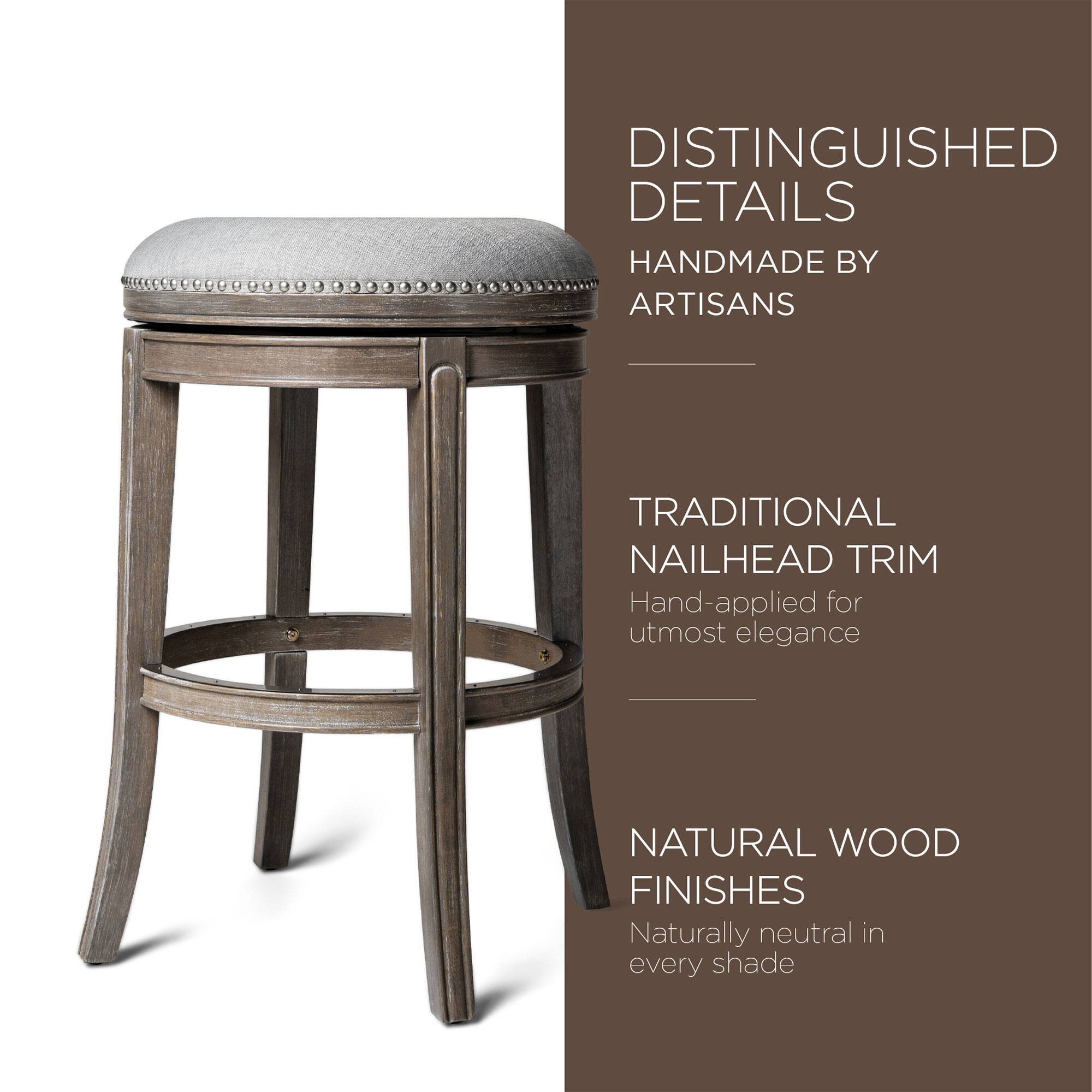 DISTINGUISHED DETAILS  
HANDMADE BY ARTISANS  

TRADITIONAL NAILHEAD TRIM  
Hand-applied for utmost elegance  

NATURAL WOOD FINISHES  
Naturally neutral in every shade