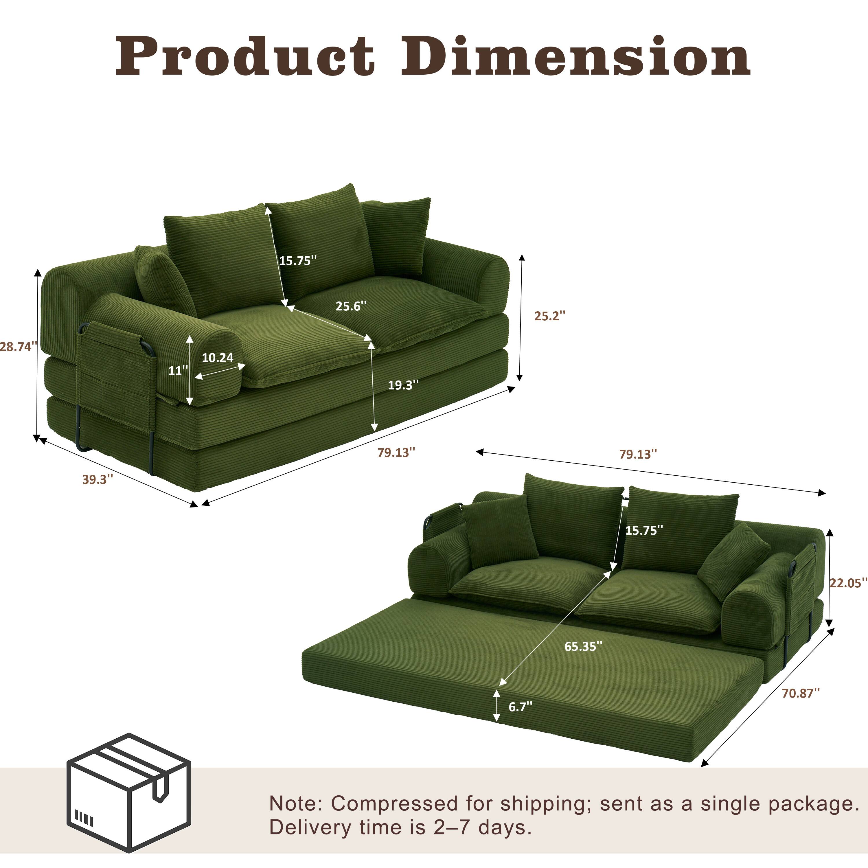 Product Dimension: 15.75" x 25.6" x 25.2" x 28.74" x 11" x 10.24" x 19.3" x 79.13" x 79.13" x 39.3" x 15.75" x 22.05" x 65.35" x 6.7" x 70.87"  
Note: Compressed for shipping; sent as a single package. Delivery time is 2-7 days.