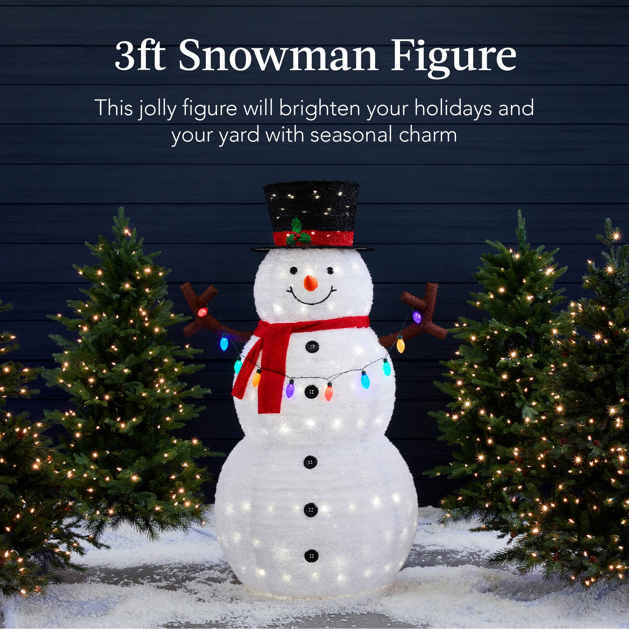 3ft Snowman Figure

This jolly figure will brighten your holidays and your yard with seasonal charm