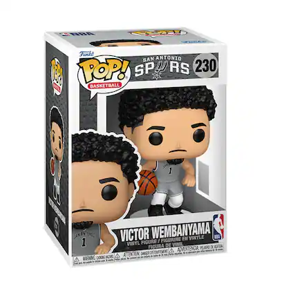 NBA Funko POP! SAN ANTONIO SPURS 230 BASKETBALL VICTOR WEMBANYAMA SAN ANTONIO VINYL FIGURE / FIGURINE VINYL DE VINIL FIGURA ADVERTENCIA: PELIGRO DE ASFIXIA A - aI 3 nee D'TOUFFEMENT adecouade pers sifes DANGER pequetus - a HAZARO A ATTENTION: enfteris 9 m dI mos Pates WARNING: CHOKING lo convient p a x morts Pettes pilces ste a nhm ade Smal pes