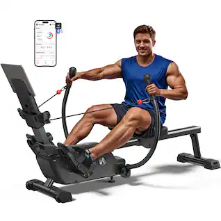 MERACH - Sculls Rowing Machines for Home, Magnetic Rowing Machine with 16-Level, Simulate Real Row, Ultra-Quiet Rower - Black