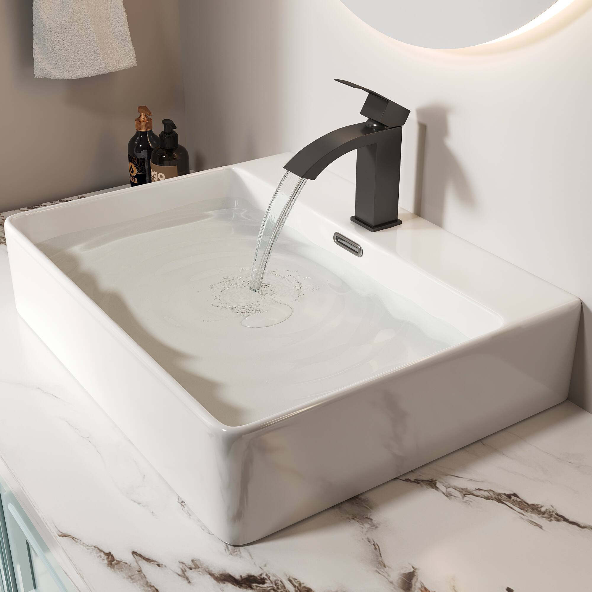 Angle. Bothwa Home - Bothwa Home BF-HD1203-MB  6 - Inch Idris Single Handle Bathroom Faucet in Matt Black Finish - Matt Black.