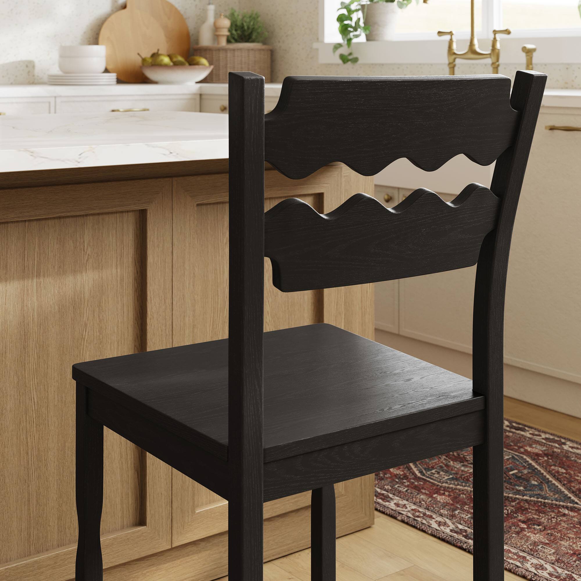 Alt View 1. Modway - Jax Oak Wood Counter Stool With Wavy Razor Back by Modway - Black.