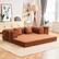 Alt View 2. KERDOM - 78 Inch W Sectional Modular Sofa, 3-4 Person Corduroy Sofa Bed Foldable, High Rebound Density Sponge Sofa, Block Couch - Pumpkin Brown.