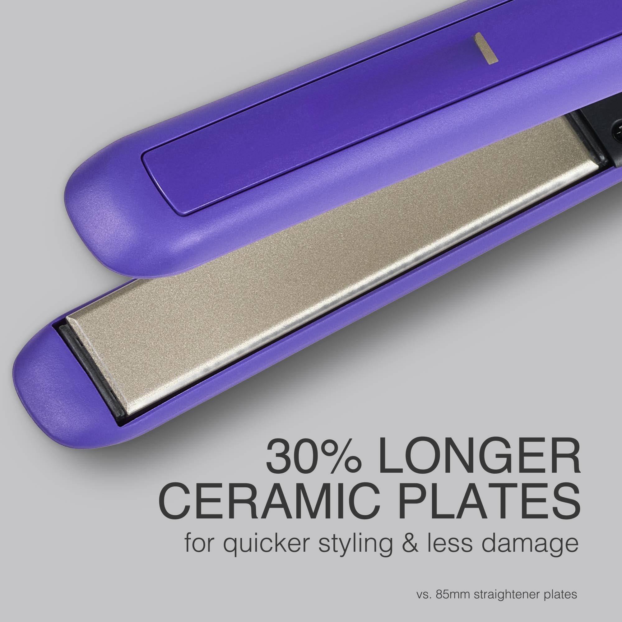 30% LONGER CERAMIC PLATES  
for quicker styling & less damage  
vs. 85mm straightener plates