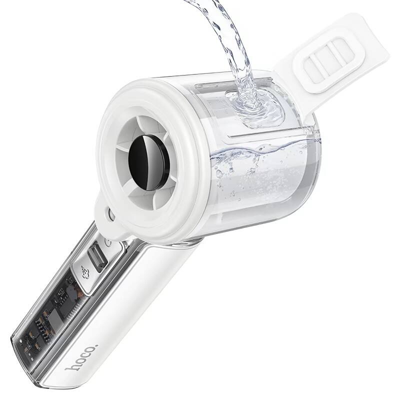Angle. hoco. - HX613 Handheld Portable Fan with Cooling Mist, 100‑Level Airflow, LED Display - White.