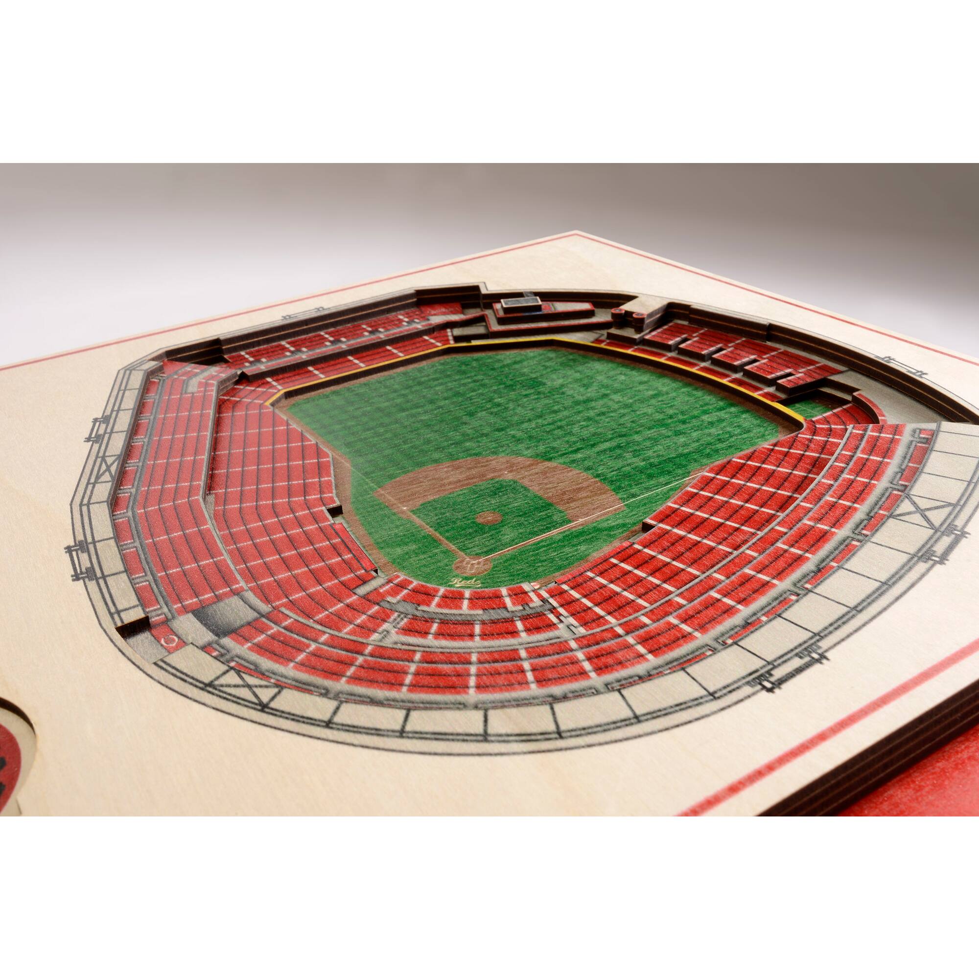 Alt View 2. YouTheFan - Cincinnati Reds 17'' x 13'' 5-Layer 3D StadiumViews Wall Art - Brown.