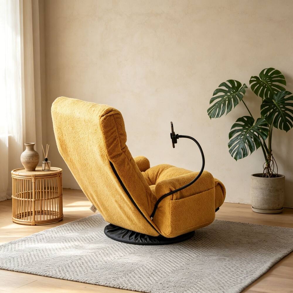 Alt View 9. Loheer - Loheer Adjustable Gaming Chair 360 Degree Rotatable Sofa Chair Yellow Lounge Chair for Living Room with Phone Holder - Yellow.