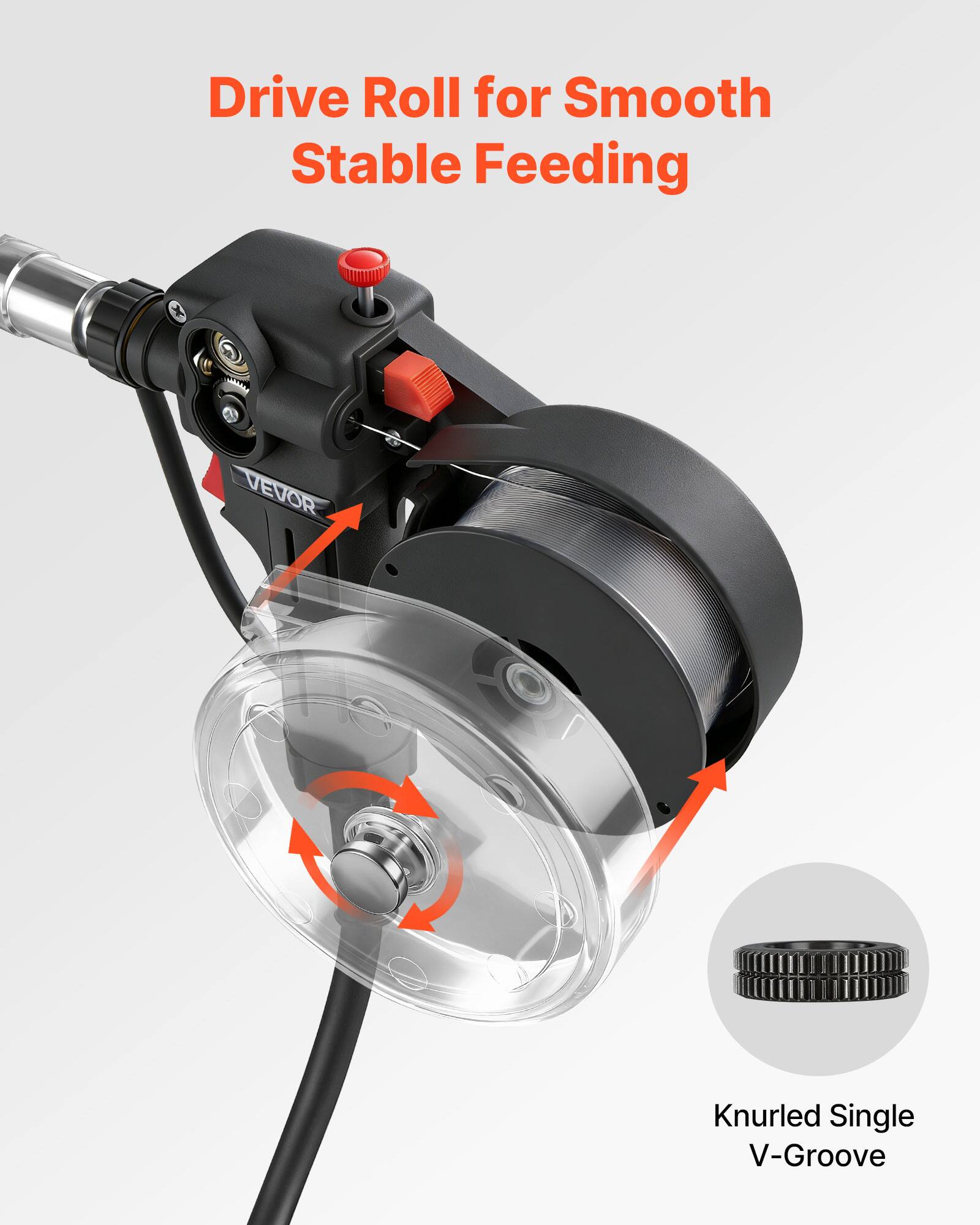 Drive Roll for Smooth Stable Feeding

Knurled Single V-Groove