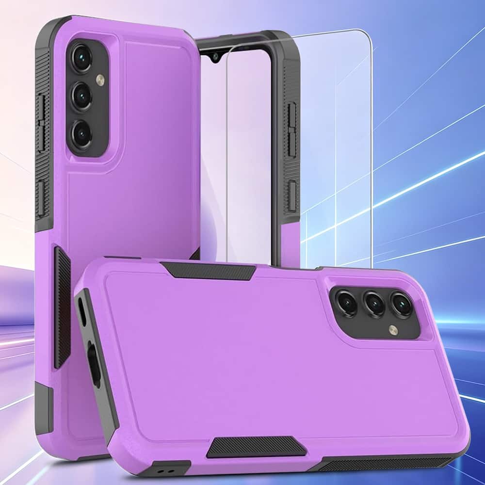 Equipd - Case for Galaxy A37 / A27 / A36 / A56 5G (6.7"), Heavy Duty Rugged Shockproof Cover with Tempered Glass Screen Protector - Purple