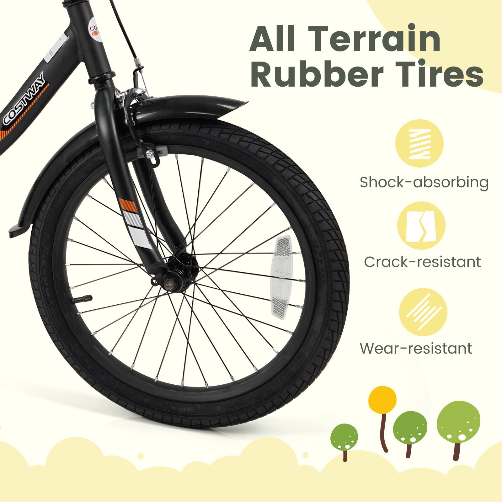 All Terrain Rubber Tires

- Shock-absorbing
- Crack-resistant
- Wear-resistant