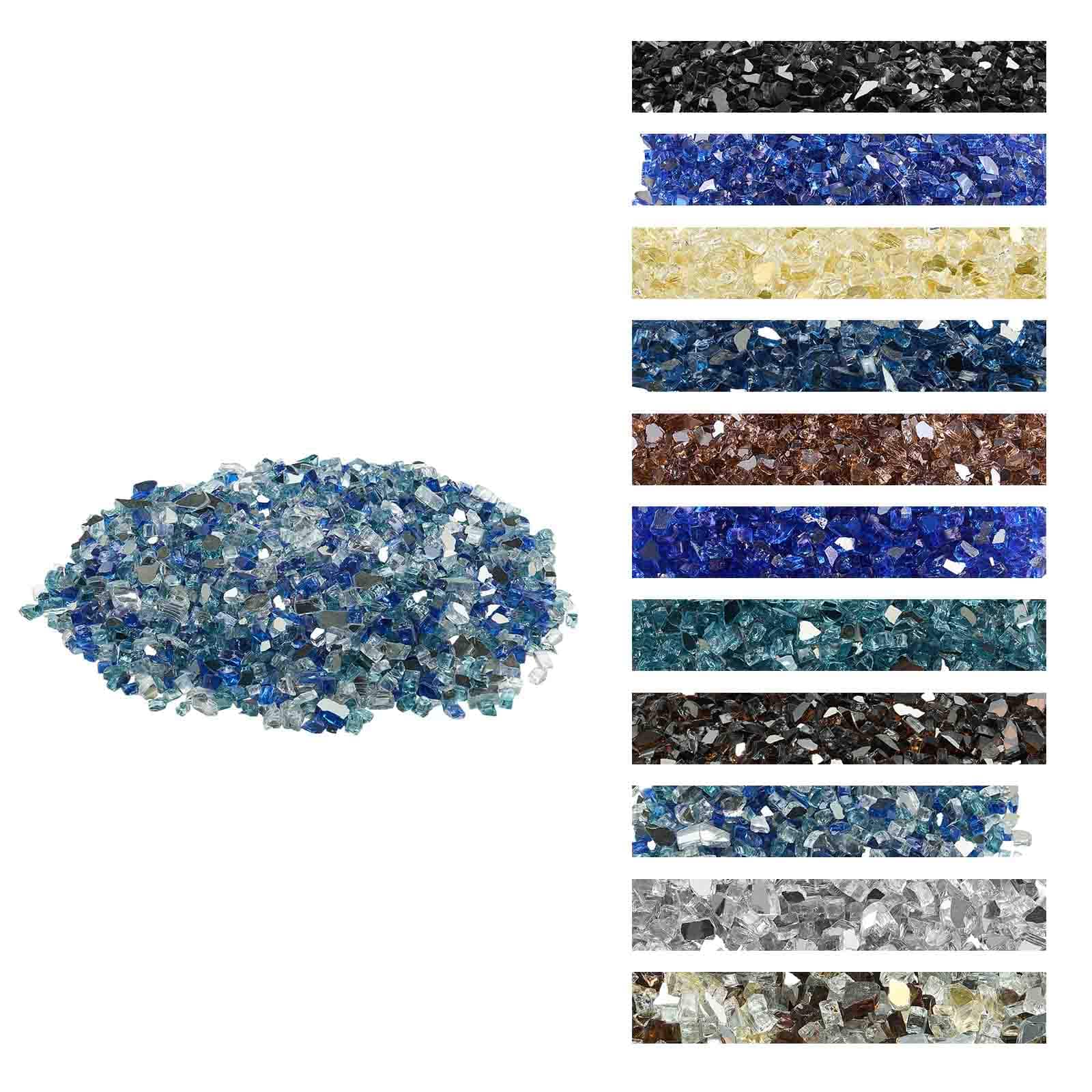 Front. VEVOR - Fire Glass, 10 LBS / 4.5 KG Fireplace Rocks, 1/2-Inch / 12.7 mm Reflective Firepit Glass Rock, High Luster & Smokeless - Cobalt Blue + Light Blue + Transparent.
