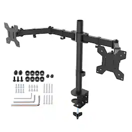 Topteng - Dual Monitor Arm Mount – Gas Spring Full Motion Desk Stand for 17"-27" LED LCD Screens, 2-9kg Capacity, VESA 75/100mm - Black