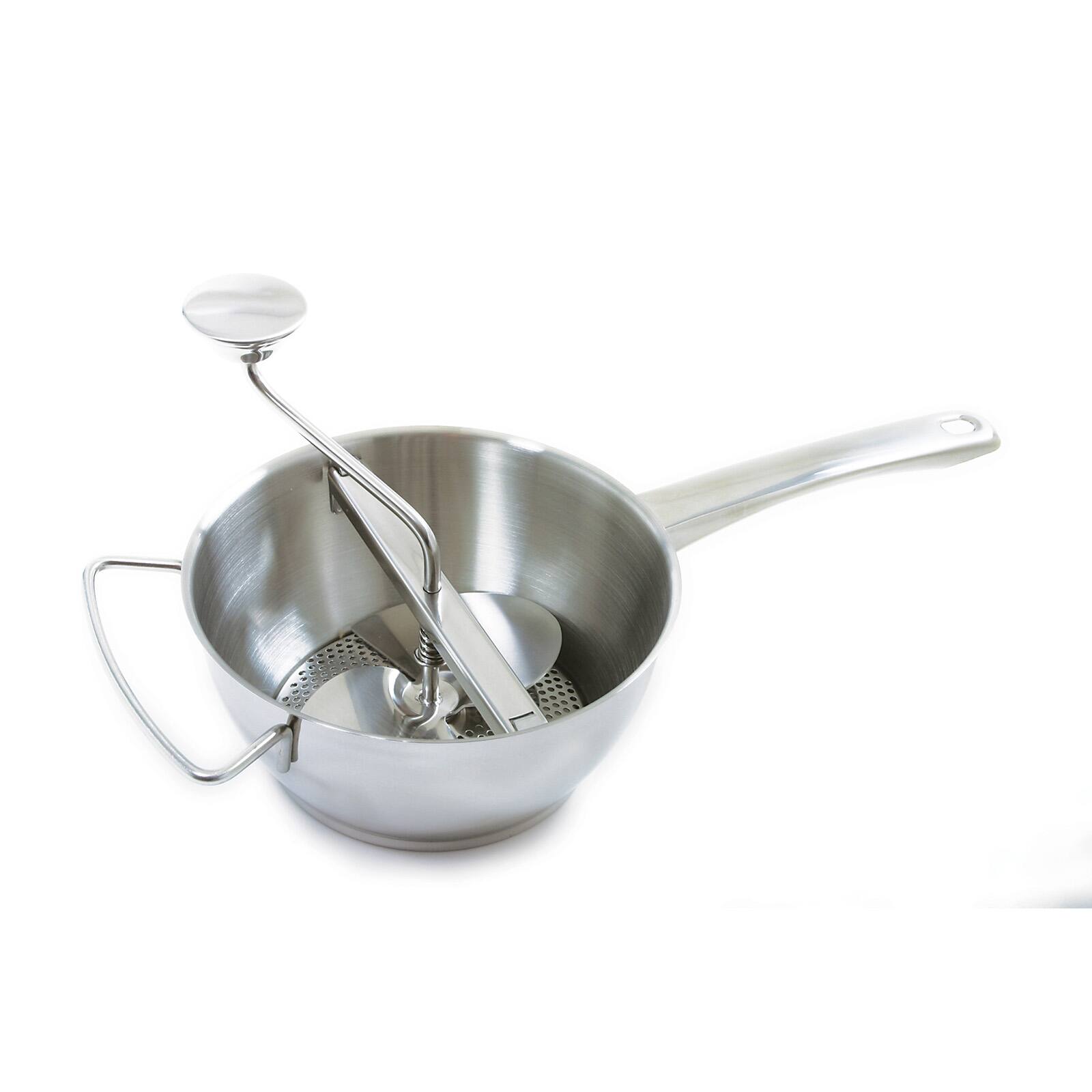 Front. Norpro - 2 Quart Multi Purpose Food Mill with 2 Discs, Stainless Steel - Silver.