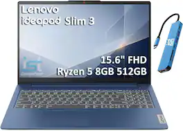 Lenovo - IdeaPad Slim 3 15.6" Full HD Laptop - AMD Ryzen 5 40 2025 - 8GB Memory - 512GB SSD - Windows 11 - IST HUB - Abyss Blue