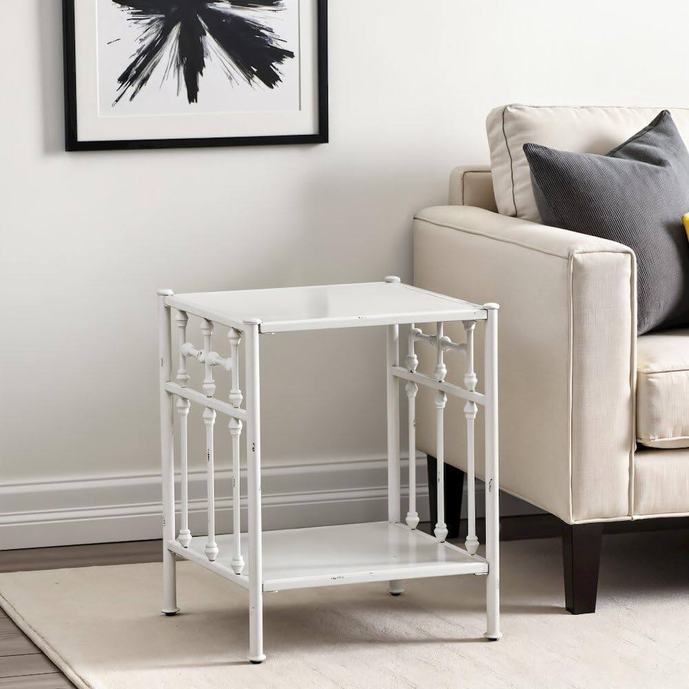 Alt View 2. Starlight Canyon Home - Metal Nightstand - Antique White, Small Metal Side Table for Bedroom - Black.