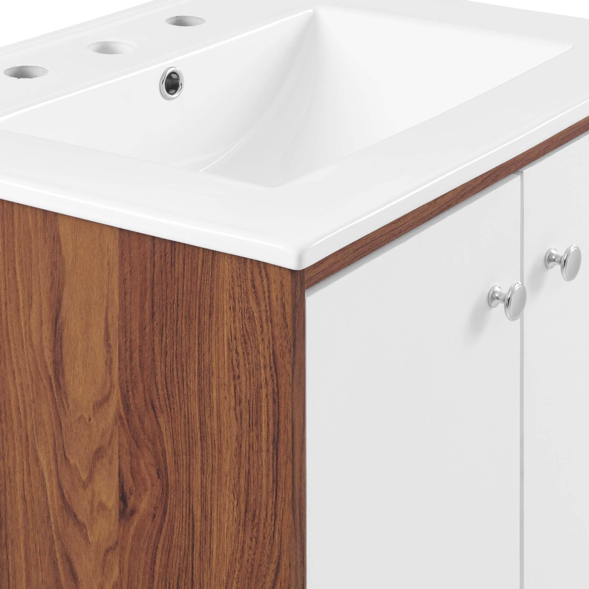 Alt View 6. Modway - Transmit Bathroom Vanity Basin Included - Walnut White.