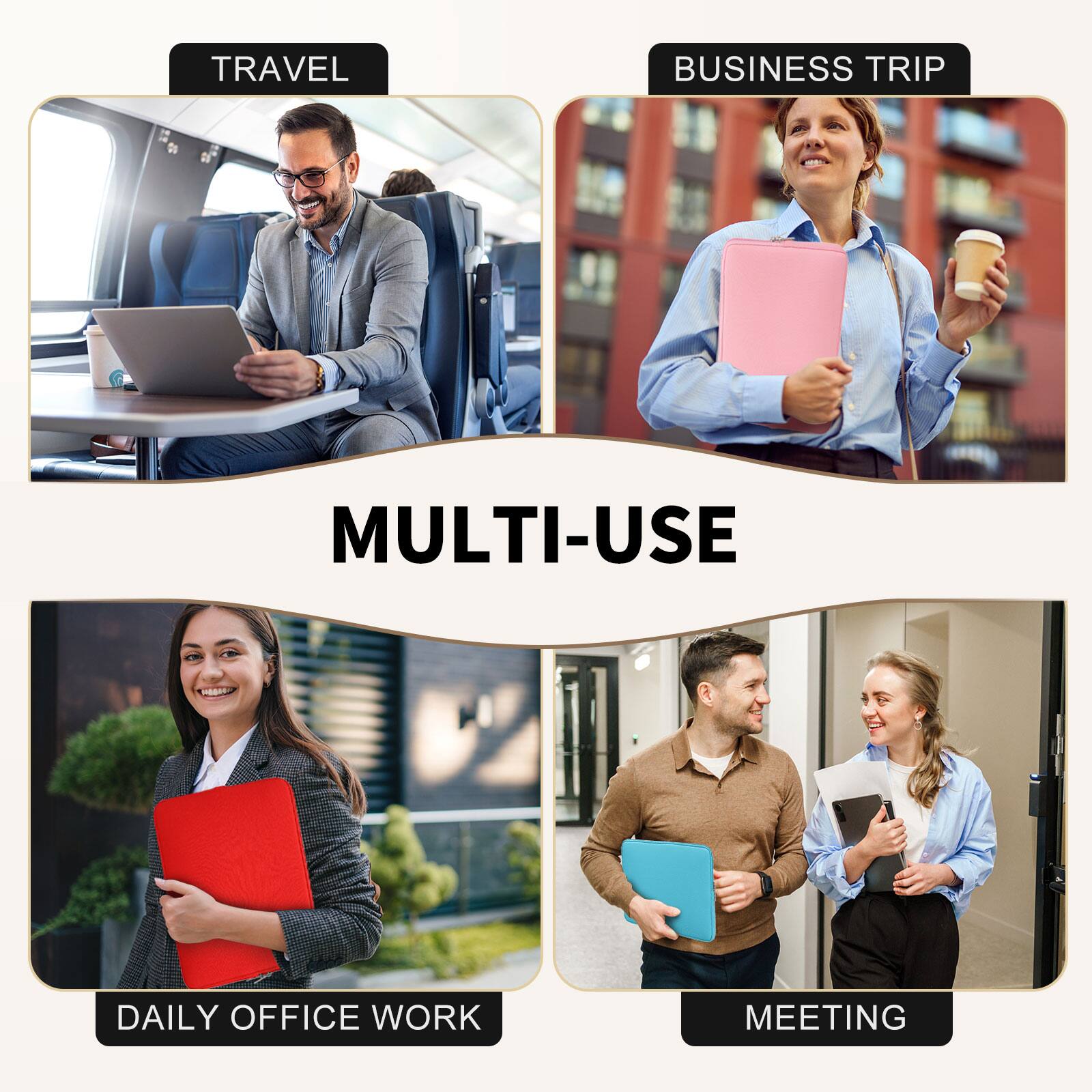 TRAVEL  
BUSINESS TRIP  
MULTI-USE  
DAILY OFFICE WORK  
MEETING