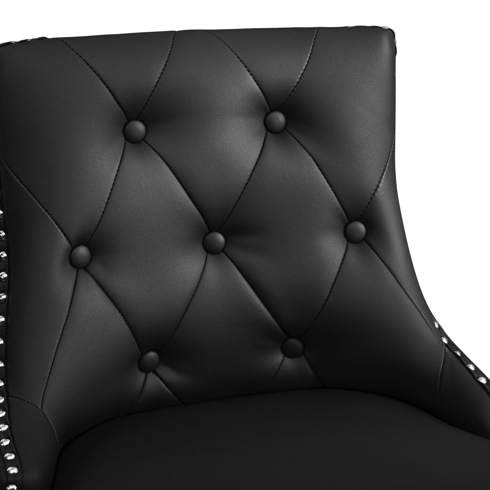 Alt View 5. KERDOM - Swivel Bar Stools with Backs, 26" Counter Barstools Set of 2, PU Leather Upholstered Kitchen Island Chairs for Home Bar - Black.