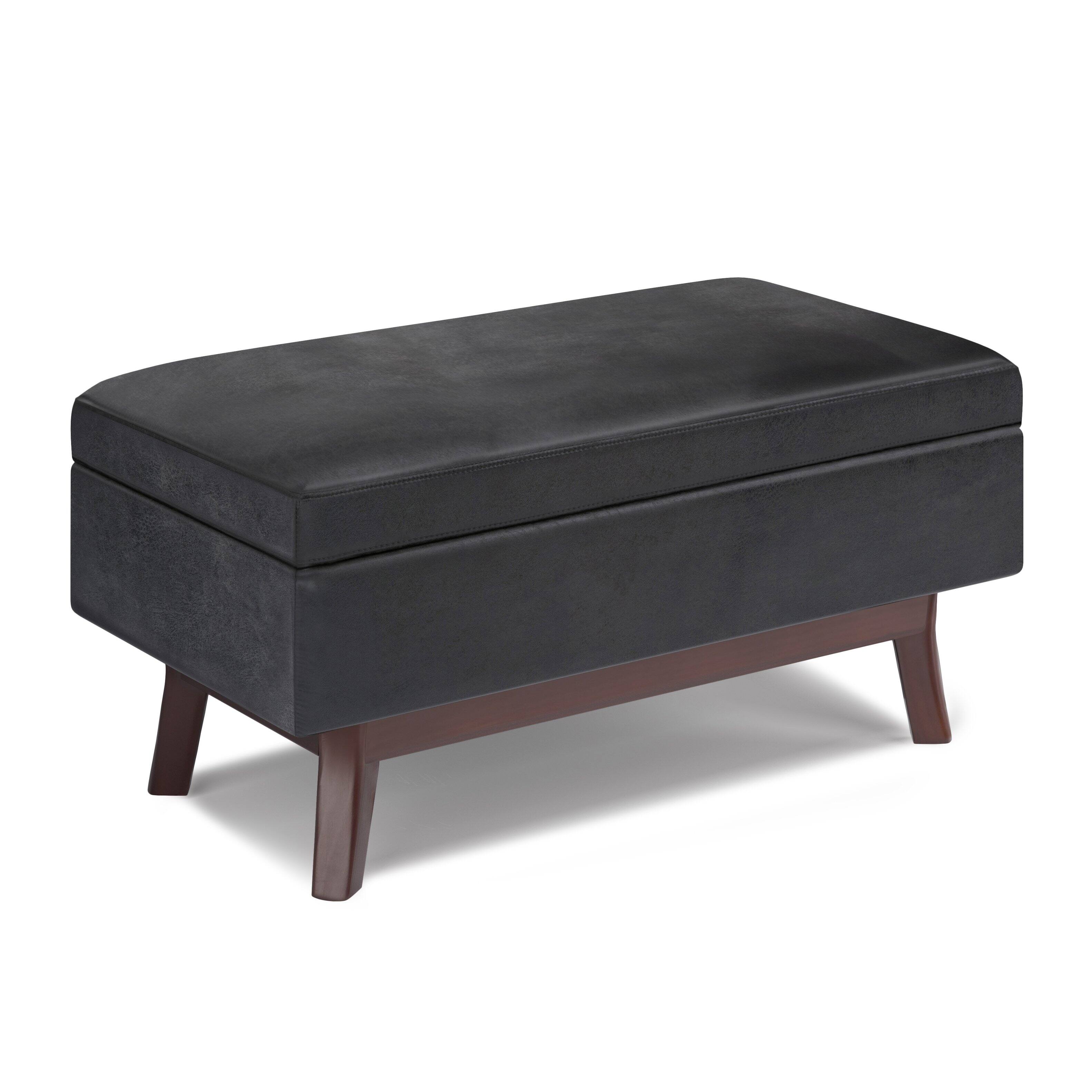 Front. Simpli Home - Owen Small Rectangular Storage Ottoman - Distressed Black.