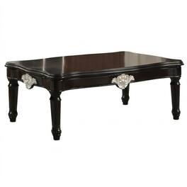 Manhattan Lane - Traditional Rectangular Wooden Coffee Table with Scalloped Top - Black