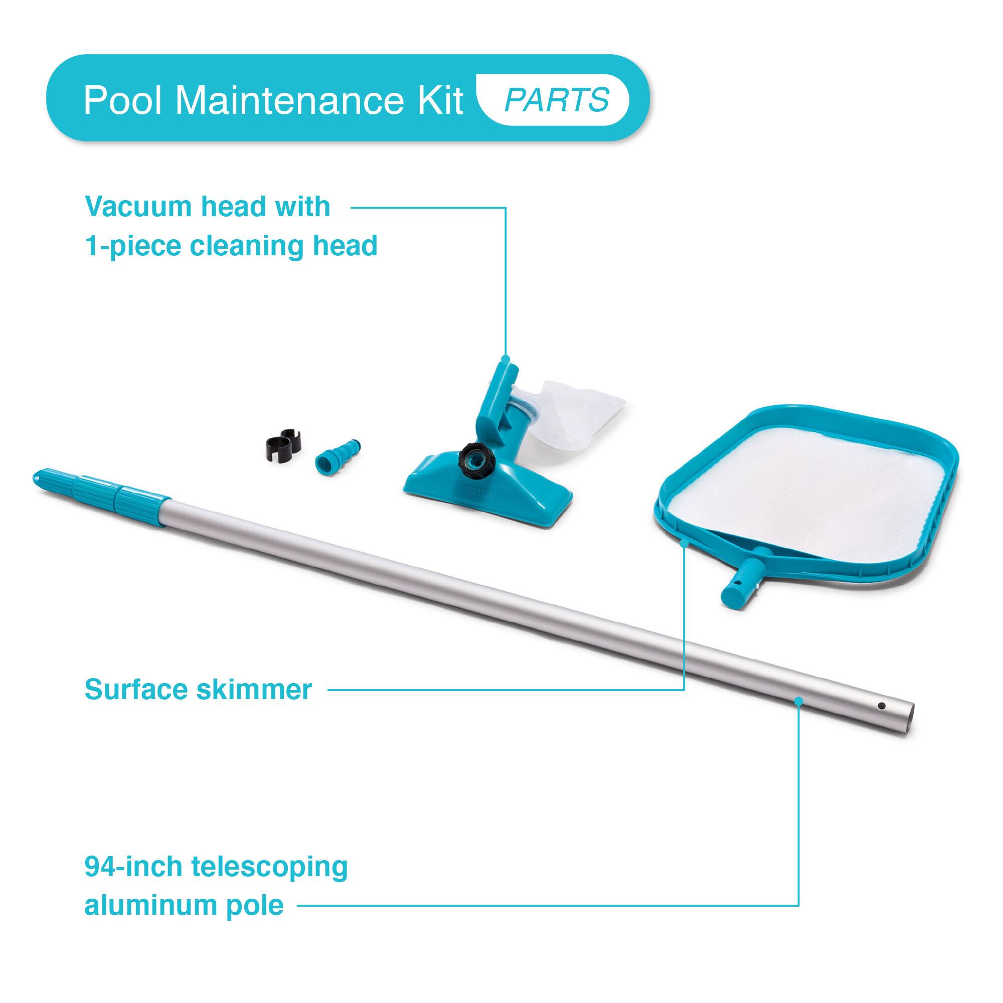 Pool Maintenance Kit  
PARTS

- Vacuum head with 1-piece cleaning head
- Surface skimmer
- 94-inch telescoping aluminum pole