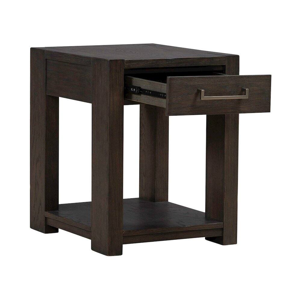 Front. Liberty Furniture Industries - Lennox Hill Living Room Chairside Table - Bark - Bark Brown.