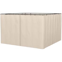 Outsunny - 10' x 10' Universal Gazebo Sidewall Set with Panels, Hooks and C-Rings Included for Pergolas and Cabanas - Beige