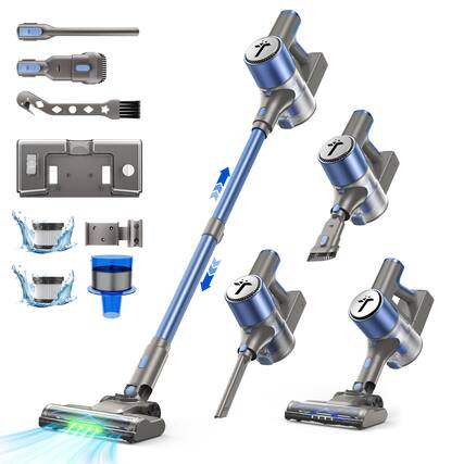 Front. Teendow - 300W Cordless Stick Vacuum, 50-Min Runtime, Lightweight with 50kPa Suction for Pet Hair, Hard Floors & Carpets - Blue.
