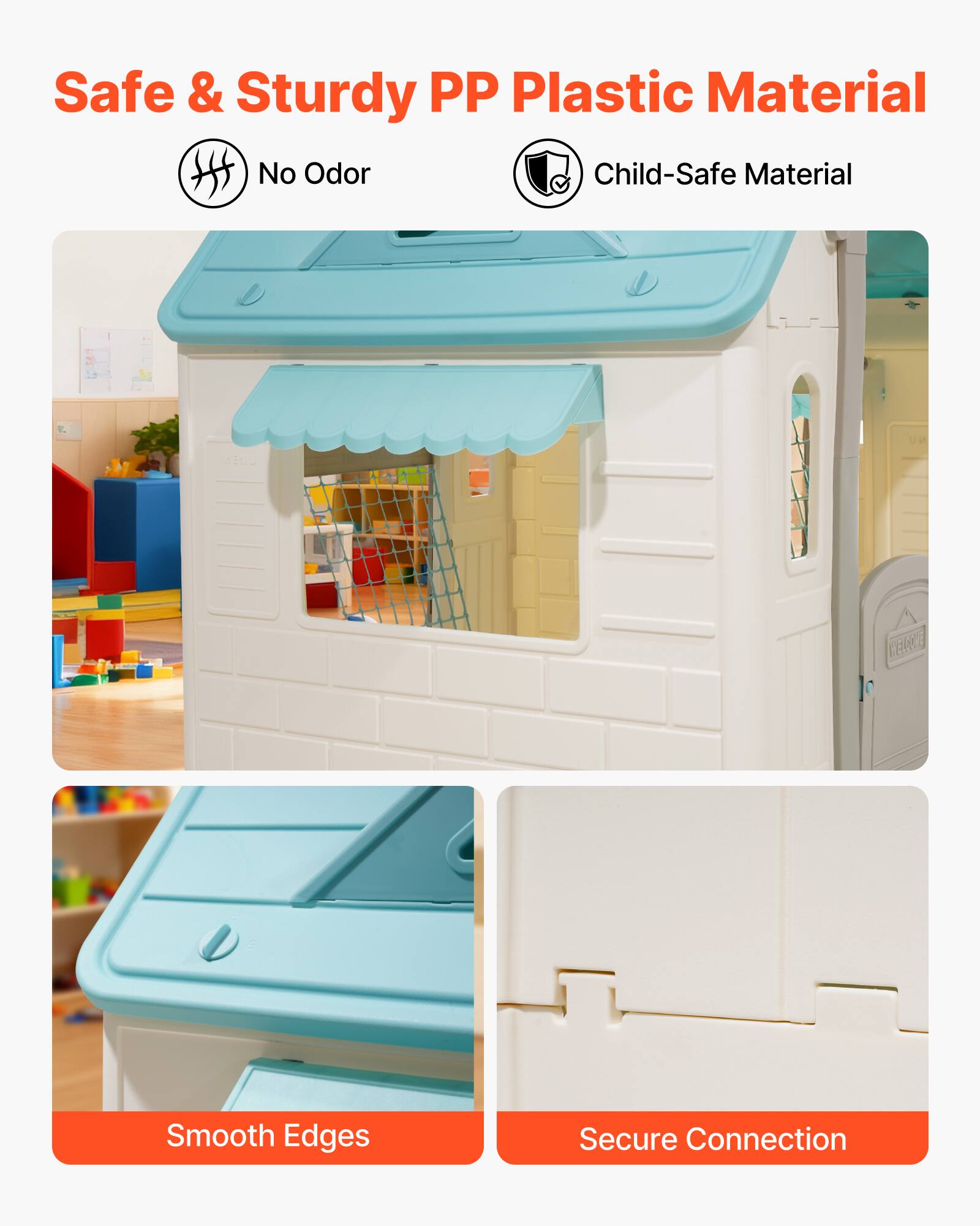 Safe & Sturdy PP Plastic Material  
- No Odor  
- Child-Safe Material  
- Smooth Edges  
- Secure Connection