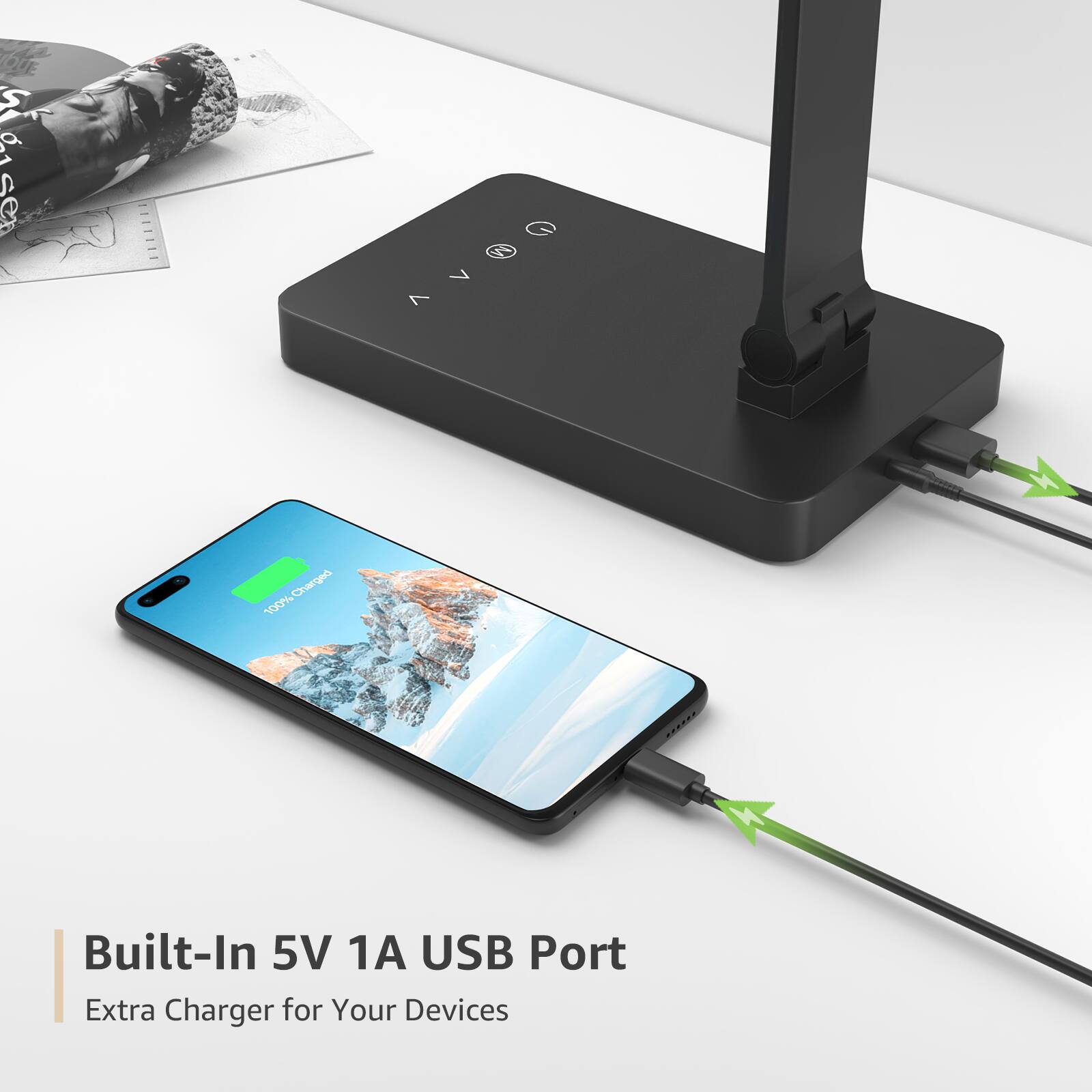 Built-In 5V 1A USB Port  
Extra Charger for Your Devices