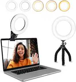 PARKER SLATER - Video Conference Ring Light Kit, Clip-On LED Light for Laptop/Monitor with 5 Color Modes & 5 Brightness Levels for Zoom,