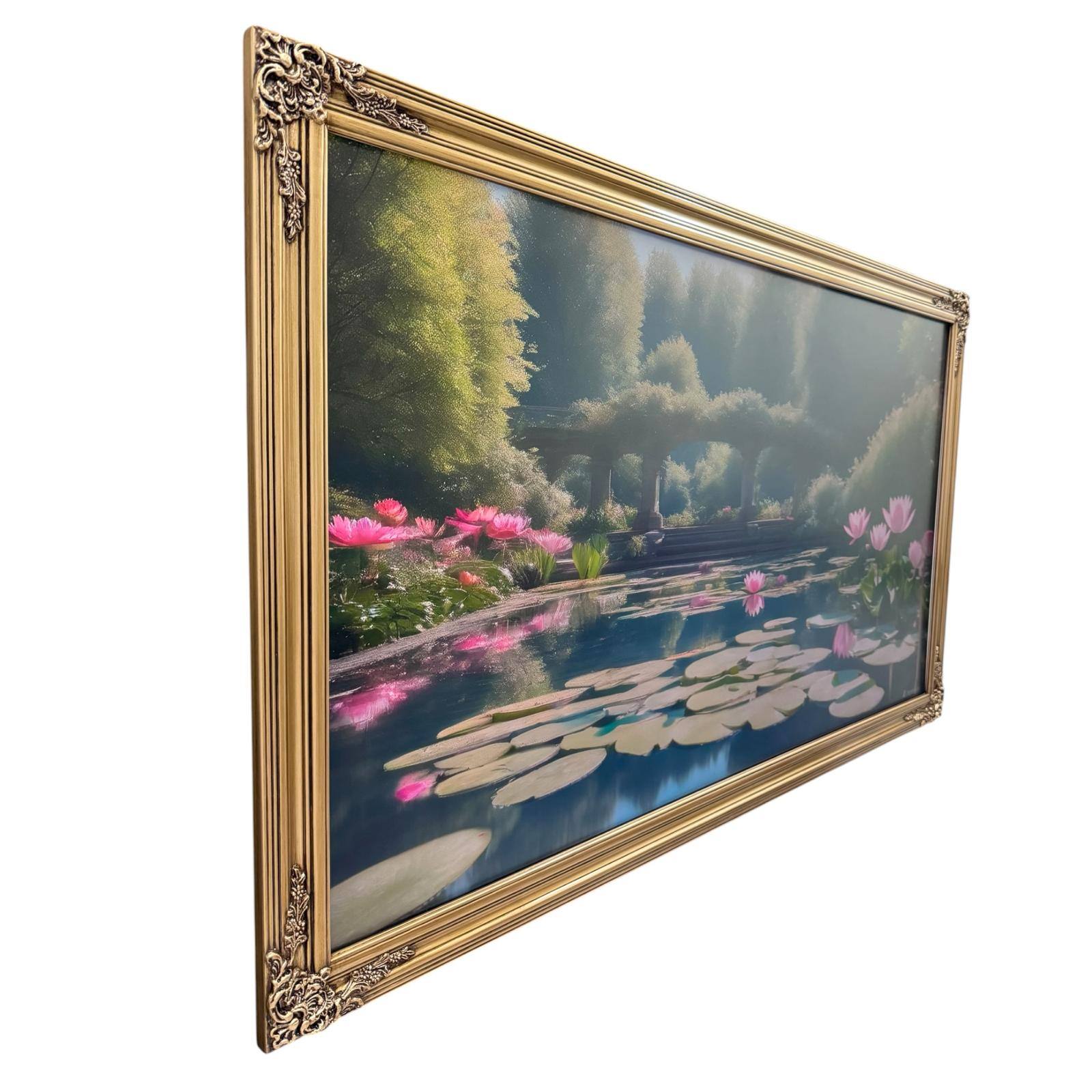 Angle. LAREDO FRAME FACTORY - 55 inch Handmade Ornate Tv Frame For TCL A300W NXTVISION Tv - ANTIQUE GOLD.