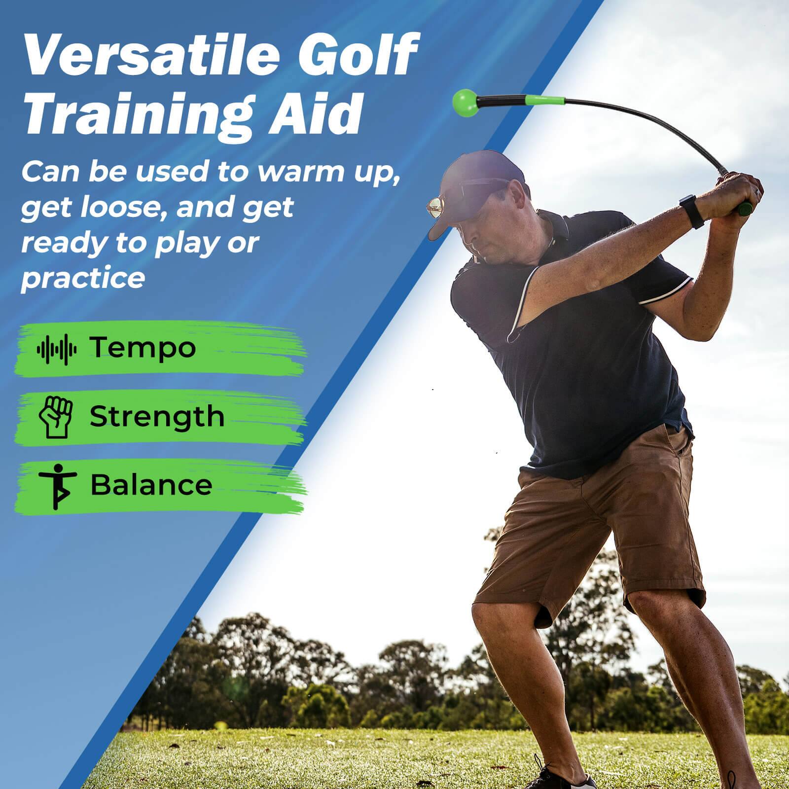 Versatile Golf Training Aid  
Can be used to warm up, get loose, and get ready to play or practice  

- Tempo  
- Strength  
- Balance