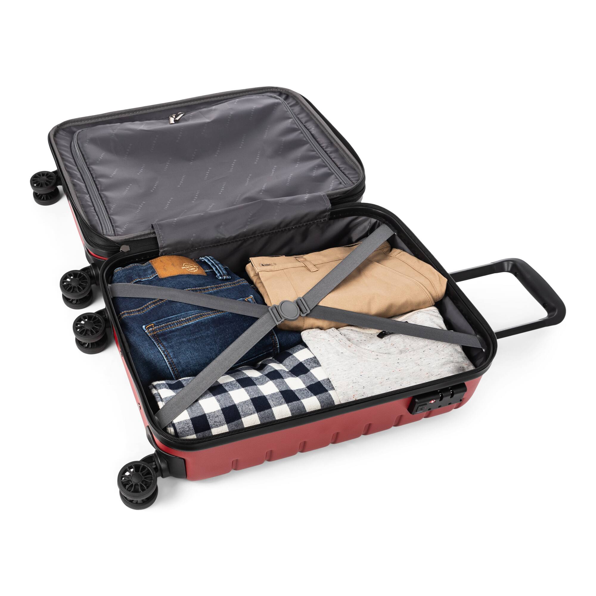 Alt View Zoom 12. Bugatti - Geneva Carry on Suitcase - Red.