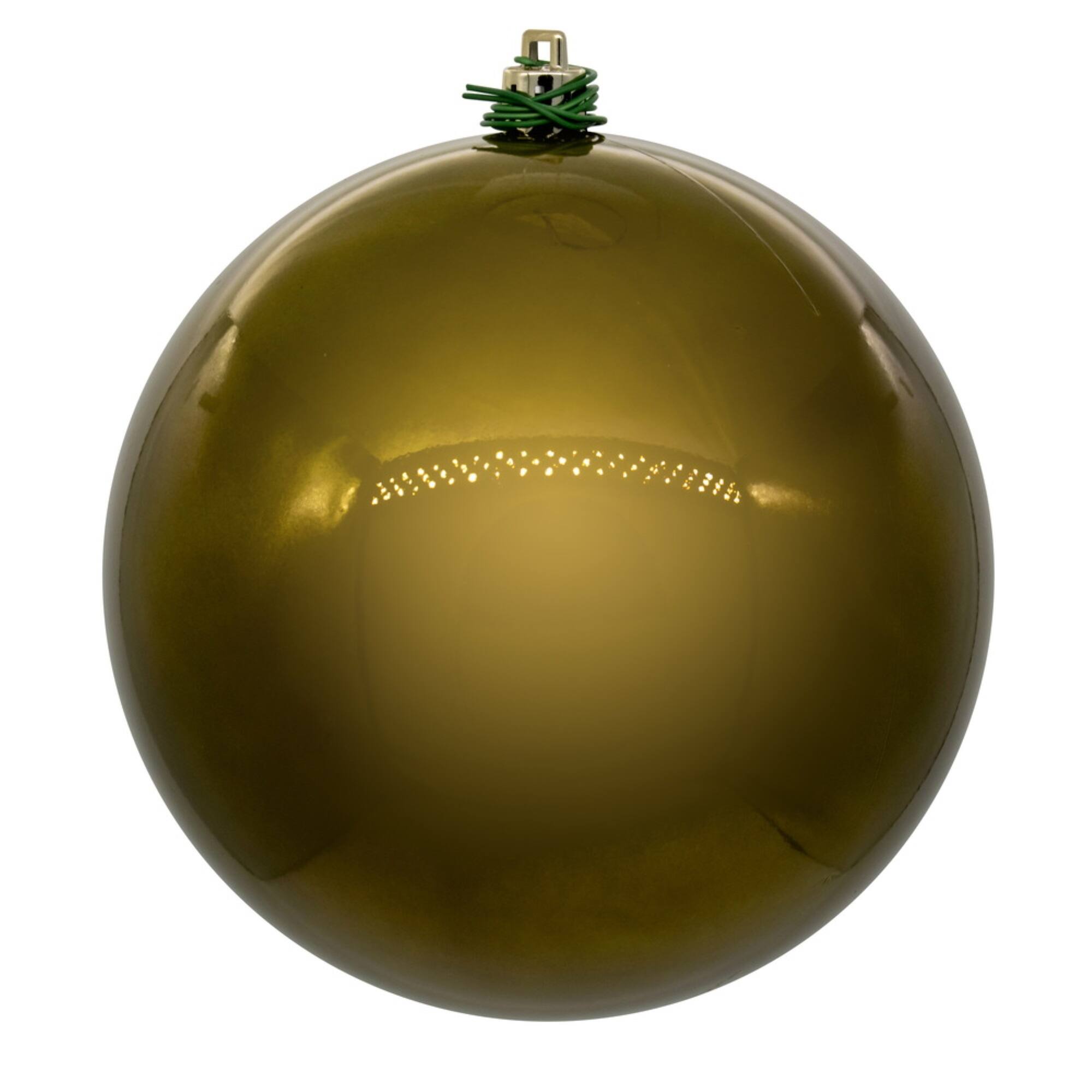 Front. Vickerman - Vickerman 8" Olive Pearl UV Drilled Ball Ornament 1 per Bag - Olive.