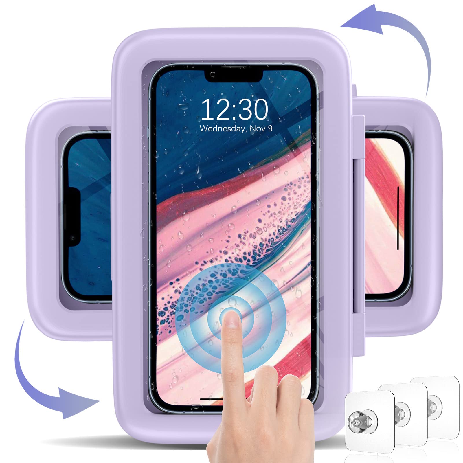 PARKER SLATER - Shower Phone Holder Waterproof 480 Rotatable Adjustable Bathroom Wall Mount Stand Anti-fog High Sensitivity Case Anti - Deep Purple